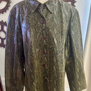 INC International Concepts Olive Snake Print Blazer